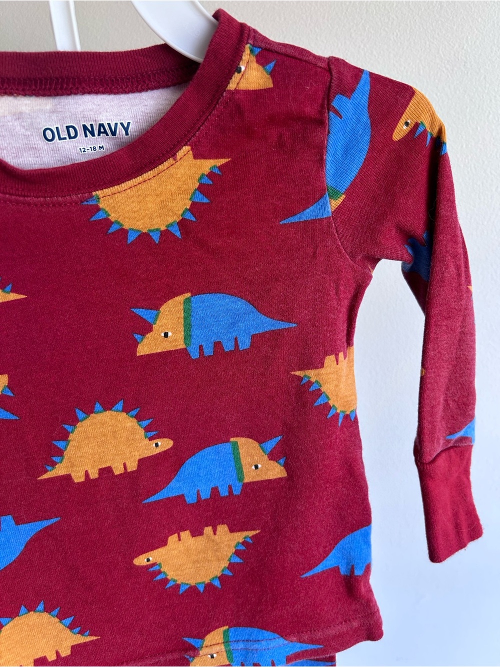 3/$15 Old Navy Long-Sleeve Pajamas with Blue and Orange Dinosaur Print